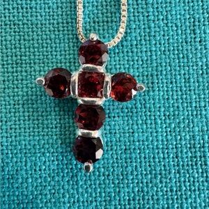 Elegant Garnet Pendant Necklace in 925 Sterling Silver